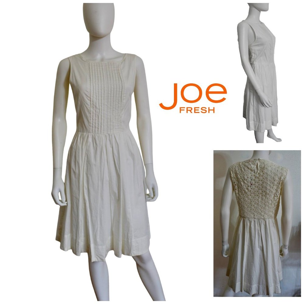 Joe Fresh Cream Pleated and Lace Back Dress NWT Size 10